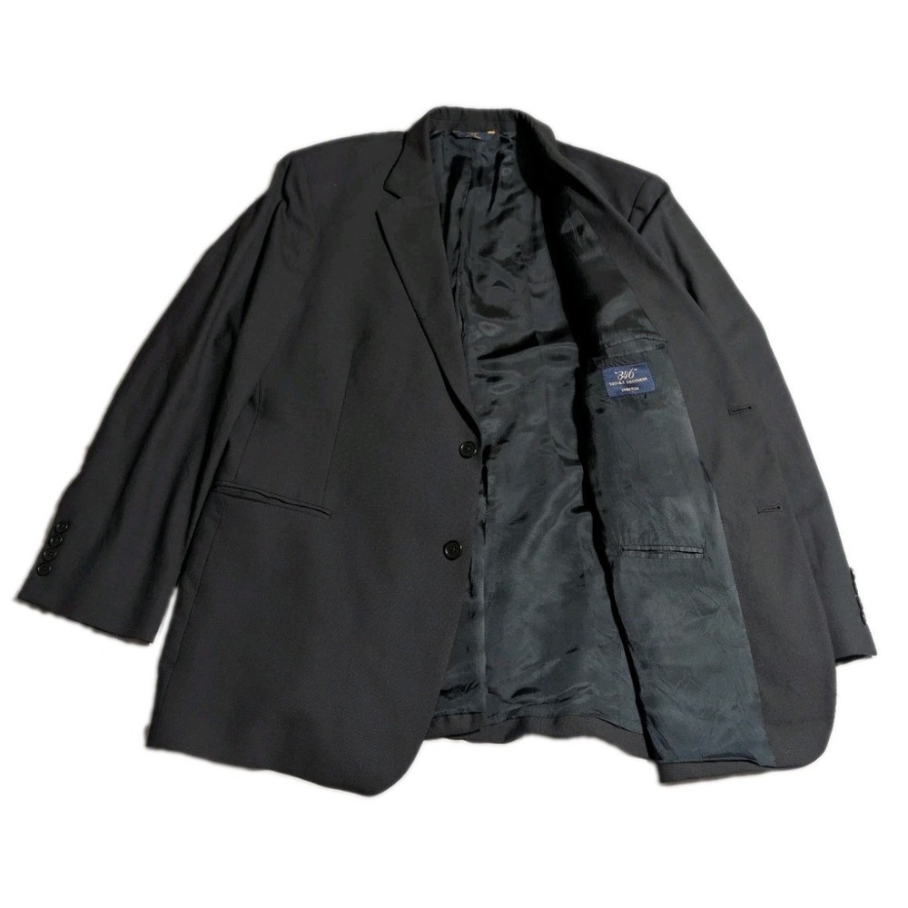 Brooks Brothers 346 Blazer Mens 46L Black Wool Stretch 2 Button Sport Coat